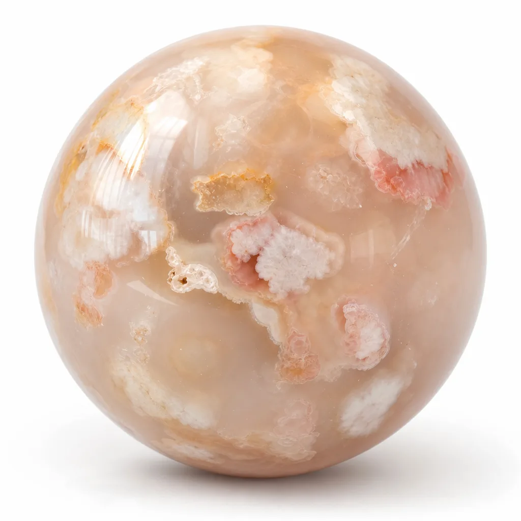 Cherry Blossom Agate Sphere for Meditation & Altar Decor | Premium Metaphysical Collection