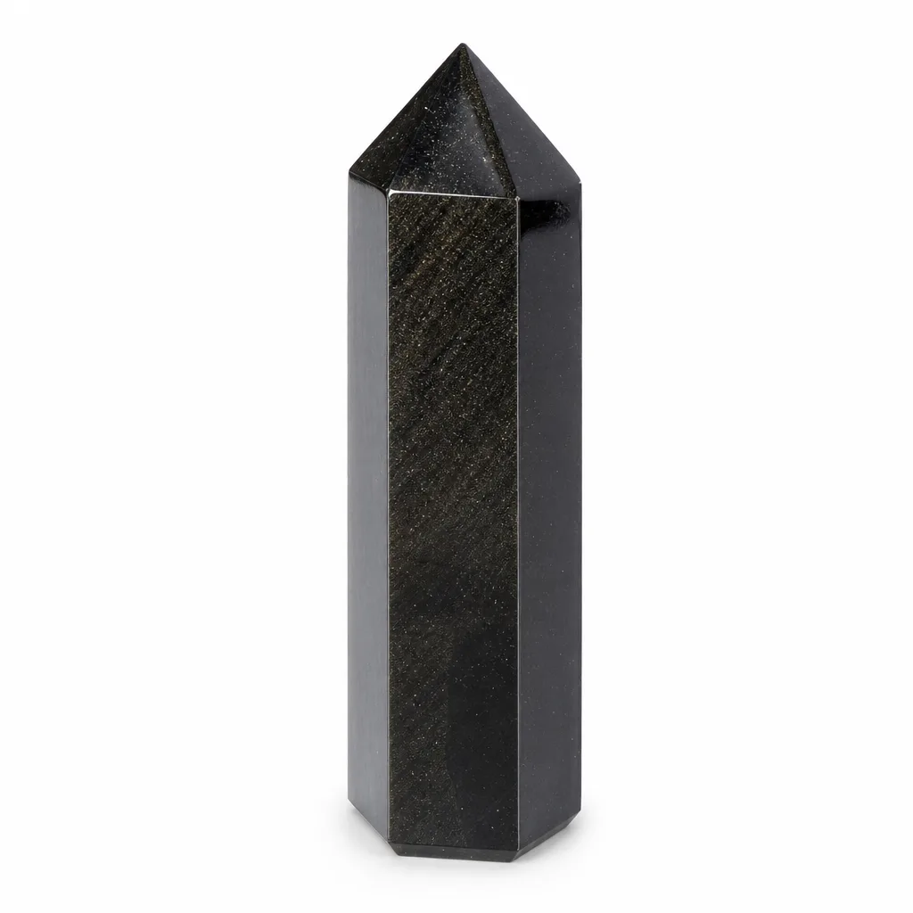 Golden Obsidian Crystal Pillar – Chakra Healing Energy & Protection for Meditation, Yoga, Office & Altar Decor – Premium Handcrafted Collection