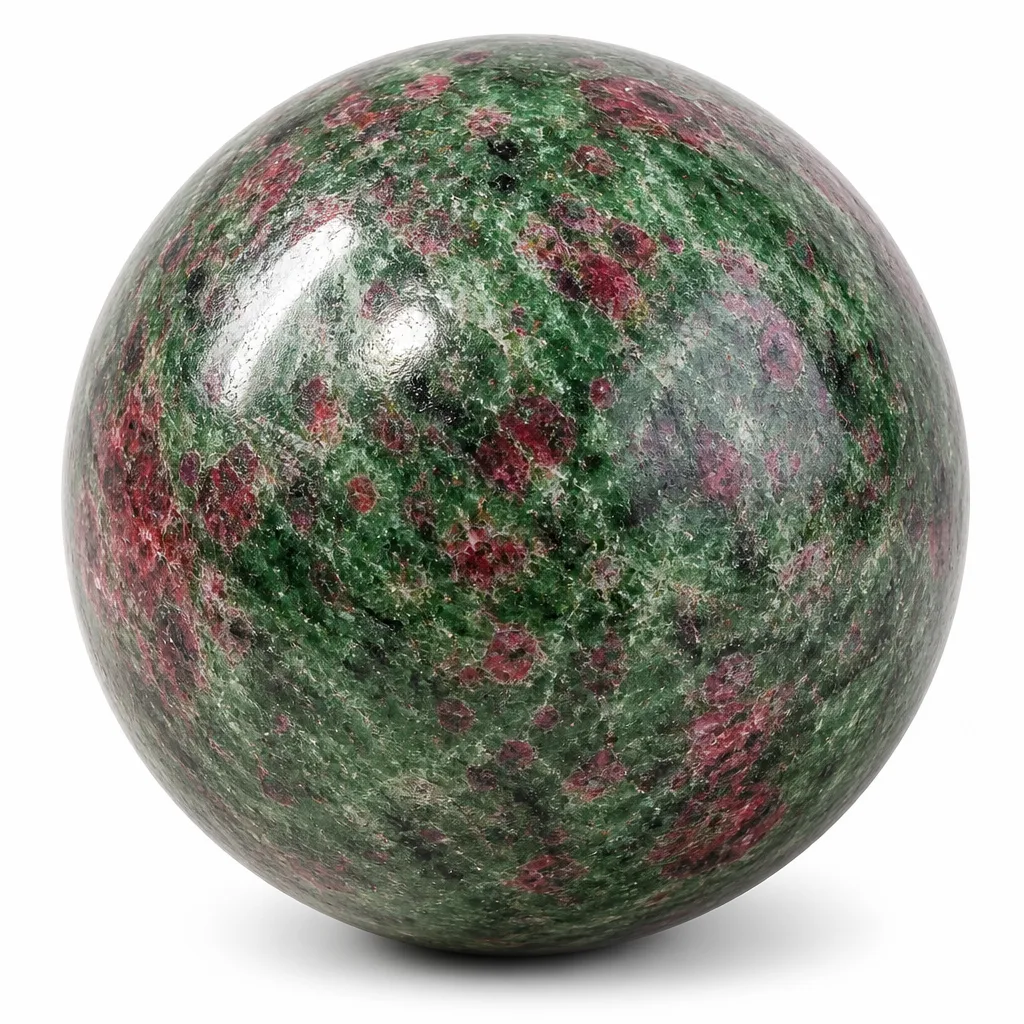 Large Red & Green Gem Sphere – Handcrafted Crystal for Chakra Healing & Energy in Meditation, Yoga, Living Room, Wellness Studio Decor