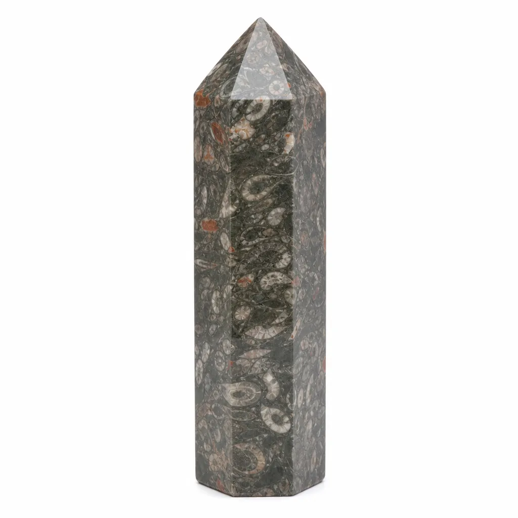 Crystal Energy Healing Pillar – Seashell Pattern Chakra Decor for Meditation, Yoga & Altar | Premium Metaphysical Collection