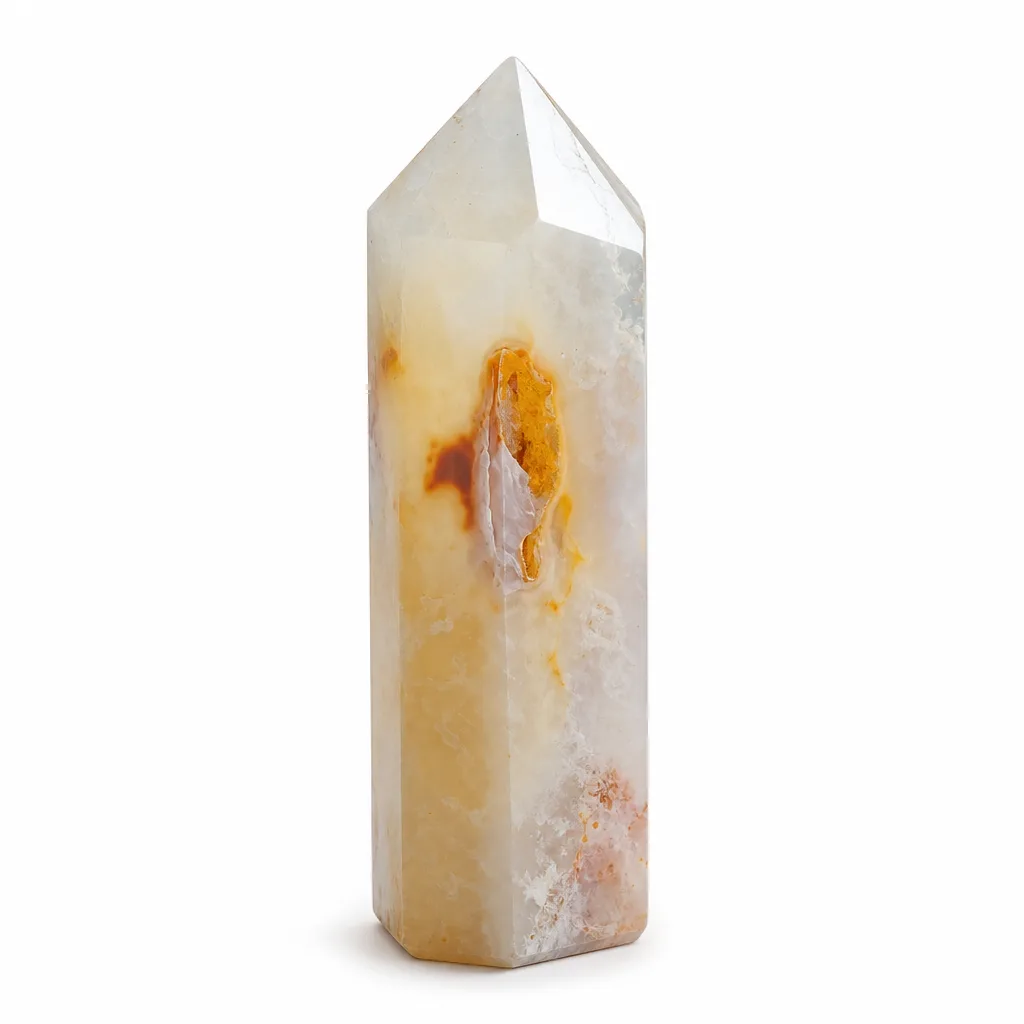 Premium Handcrafted Sakura Agate Pillar – Healing Chakra Energy for Meditation & Home Decor