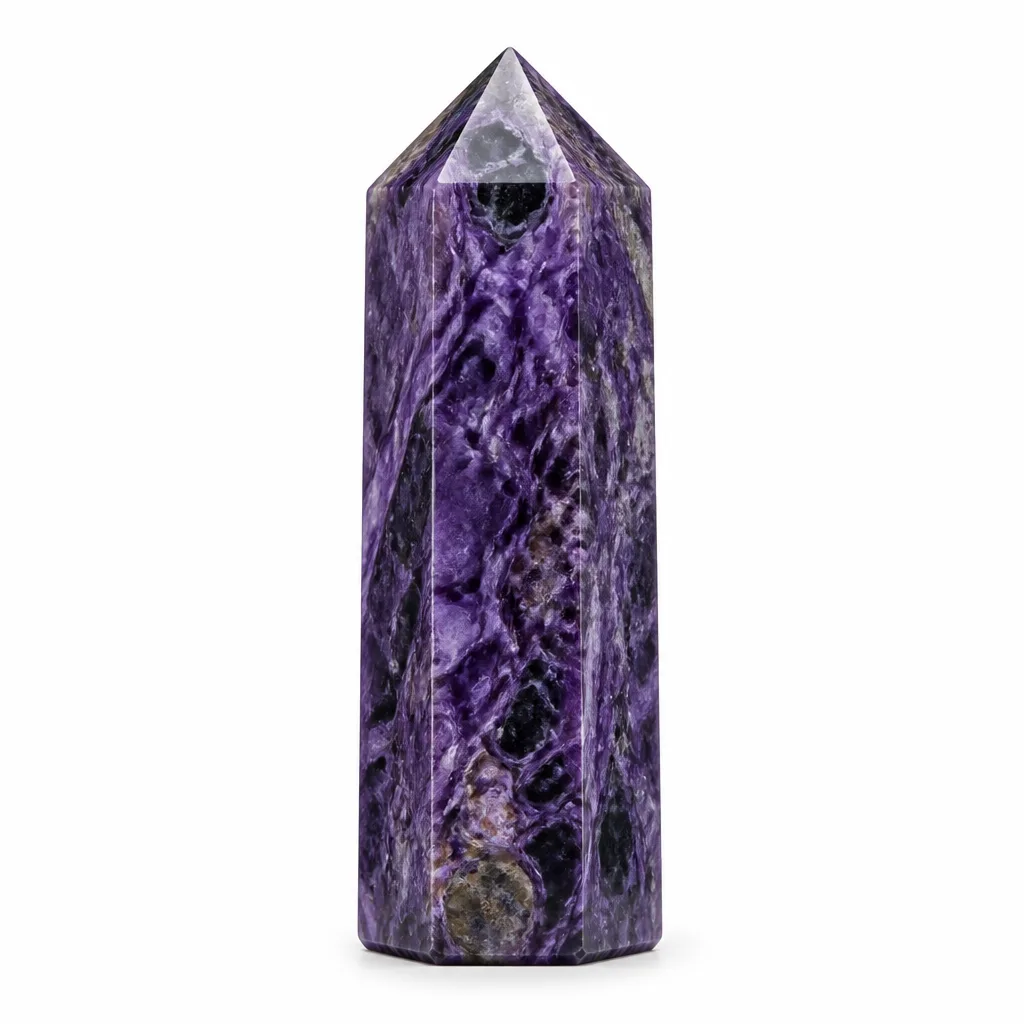Charoite Crystal Tower Pillar – Premium Healing Energy & Protection Decor for Meditation, Yoga, Office & Altar Collection
