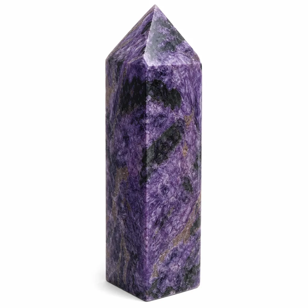 Charoite Crystal Tower Pillar – Premium Healing Energy & Protection Decor for Meditation, Yoga, Office & Altar Collection