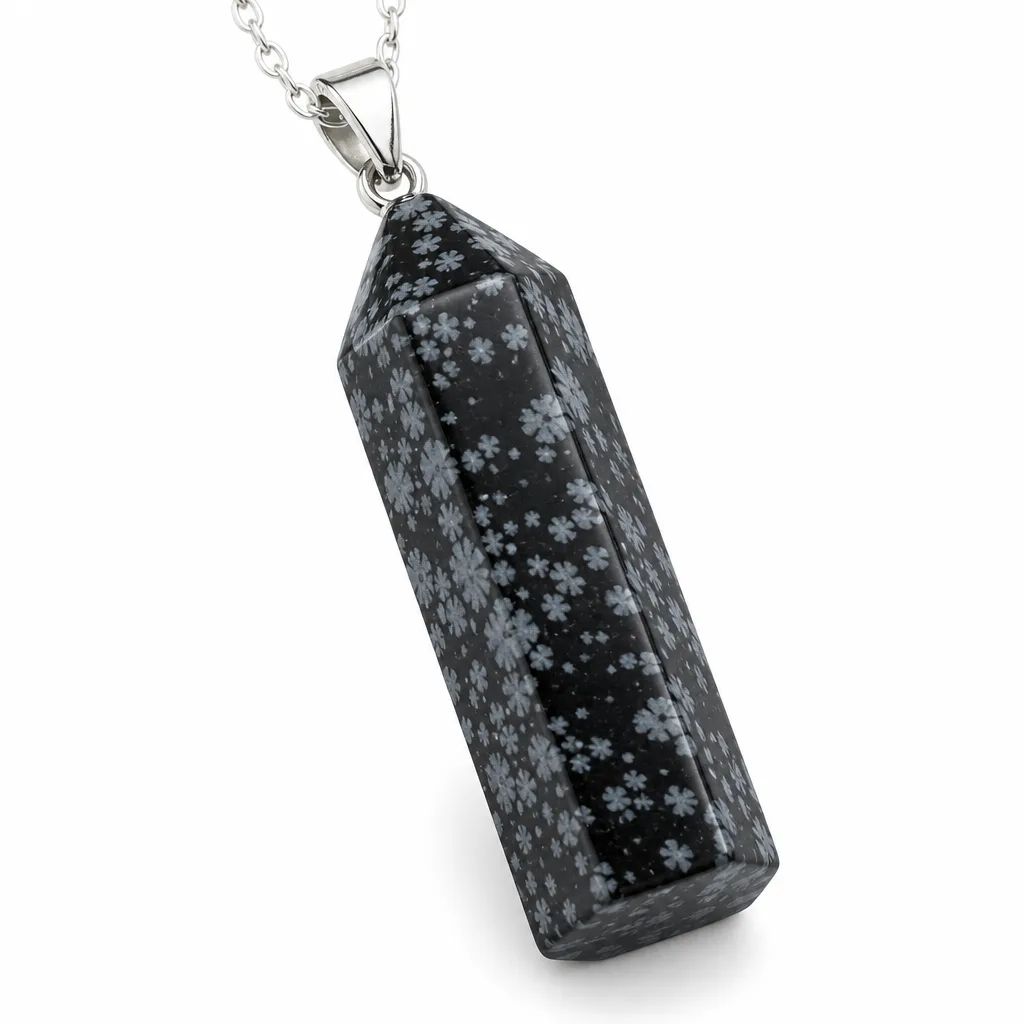 Premium American Snowflake Obsidian Crystal Pillar – Healing Energy & Chakra Decor for Meditation, Yoga, Living Room & Spiritual Gifts