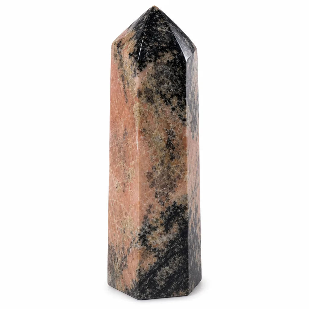 Black Tourmaline Rhodonite Crystal Column – Handcrafted Healing & Protection for Meditation, Yoga, Home & Spiritual Spaces