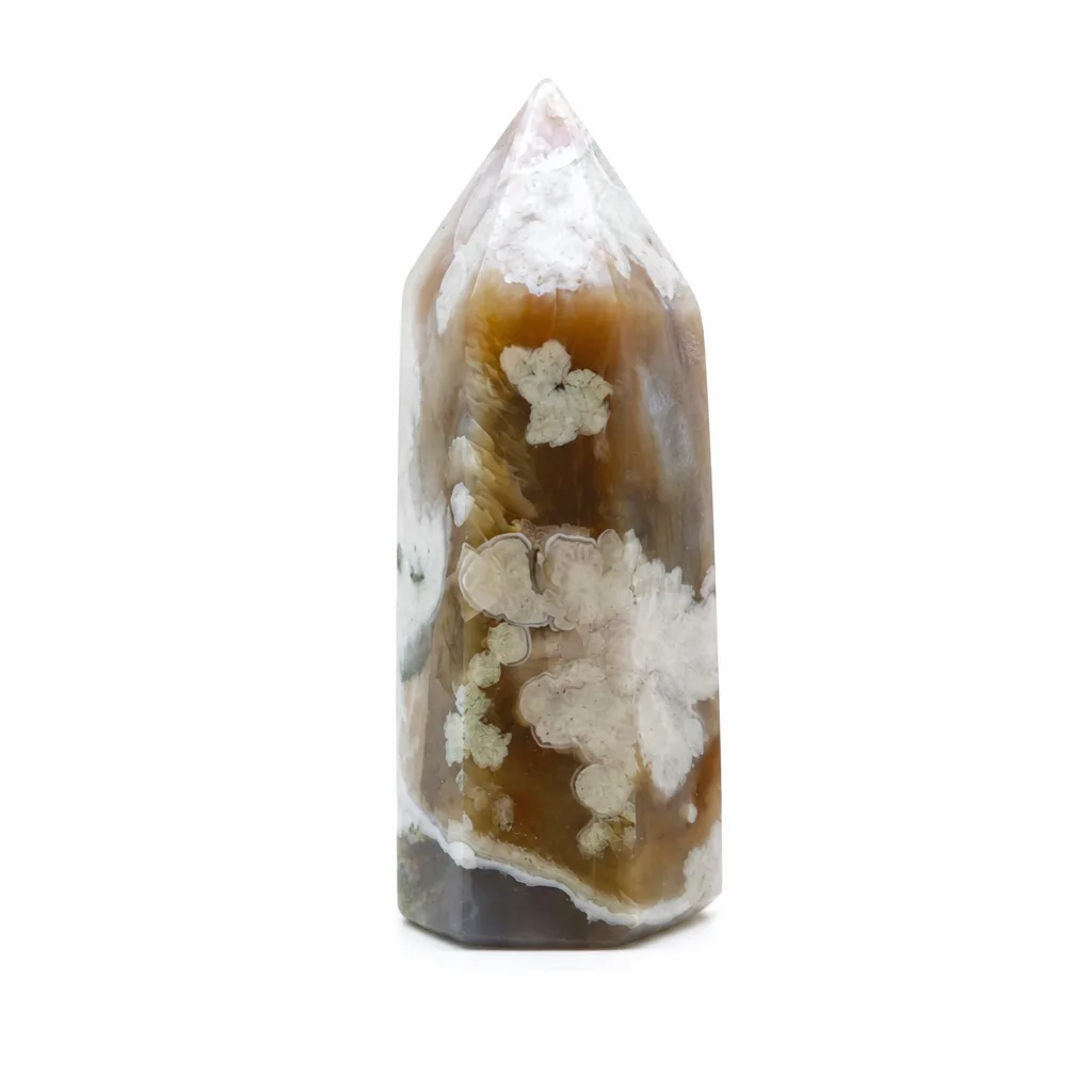 Premium Green Sakura Agate Pillar – Handcrafted Healing & Chakra Energy for Meditation, Yoga, Altar Decor