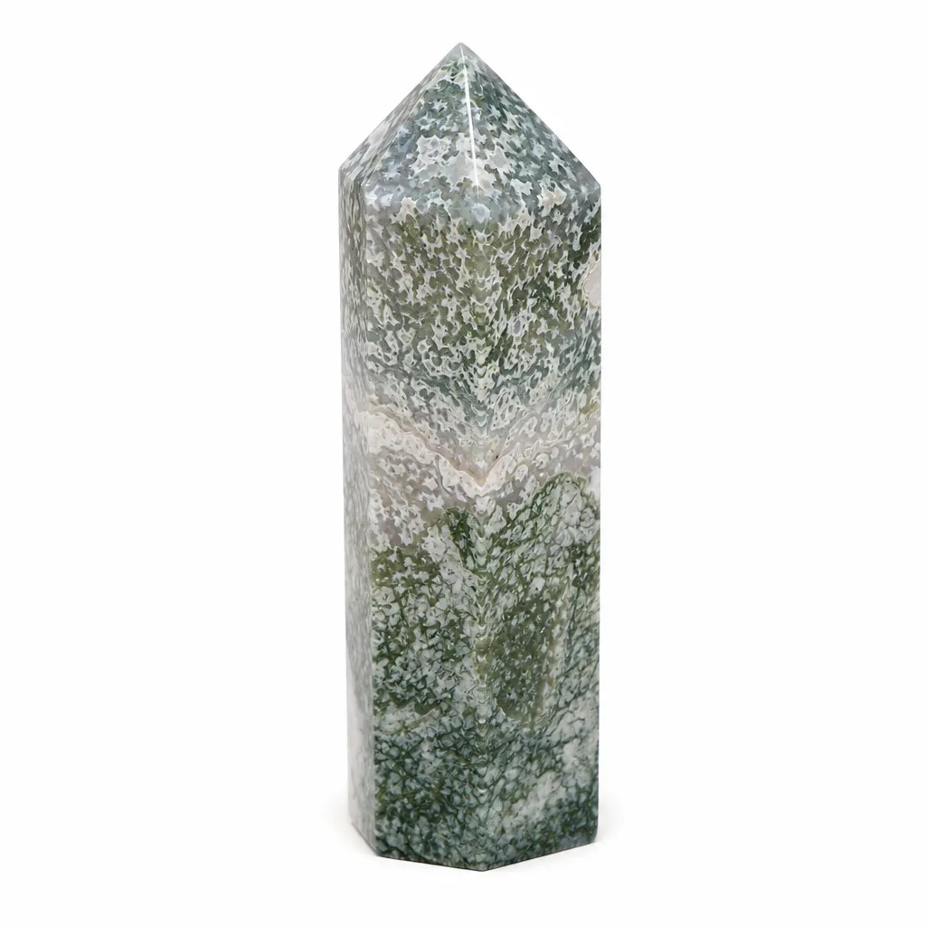 Premium Moss Agate Pillar – Handcrafted Healing Crystal for Meditation, Yoga & Home Décor
