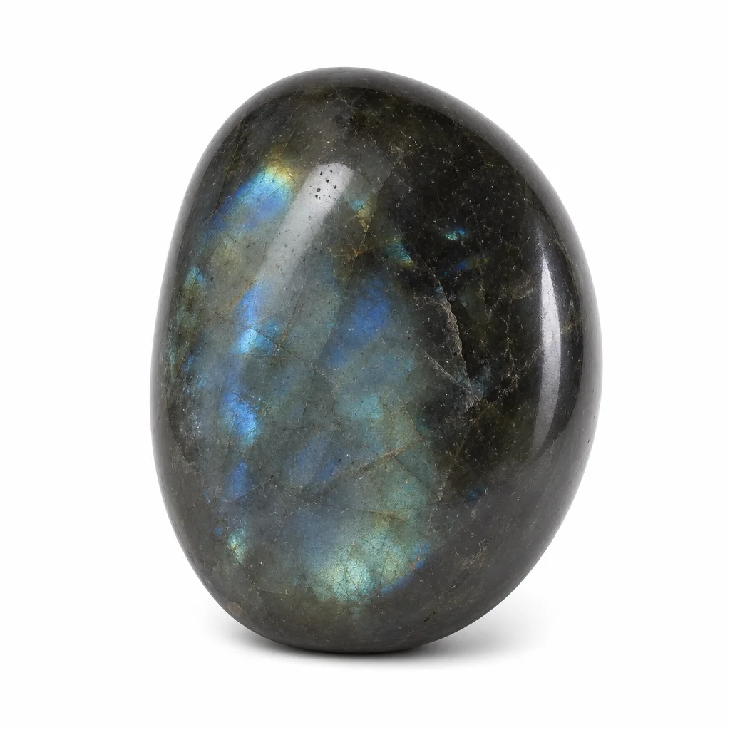 Labradorite Crystal Ornament – Handcrafted Healing Energy & Chakra Decor for Meditation, Yoga, Office, and Altar – Premium Red Label Collection