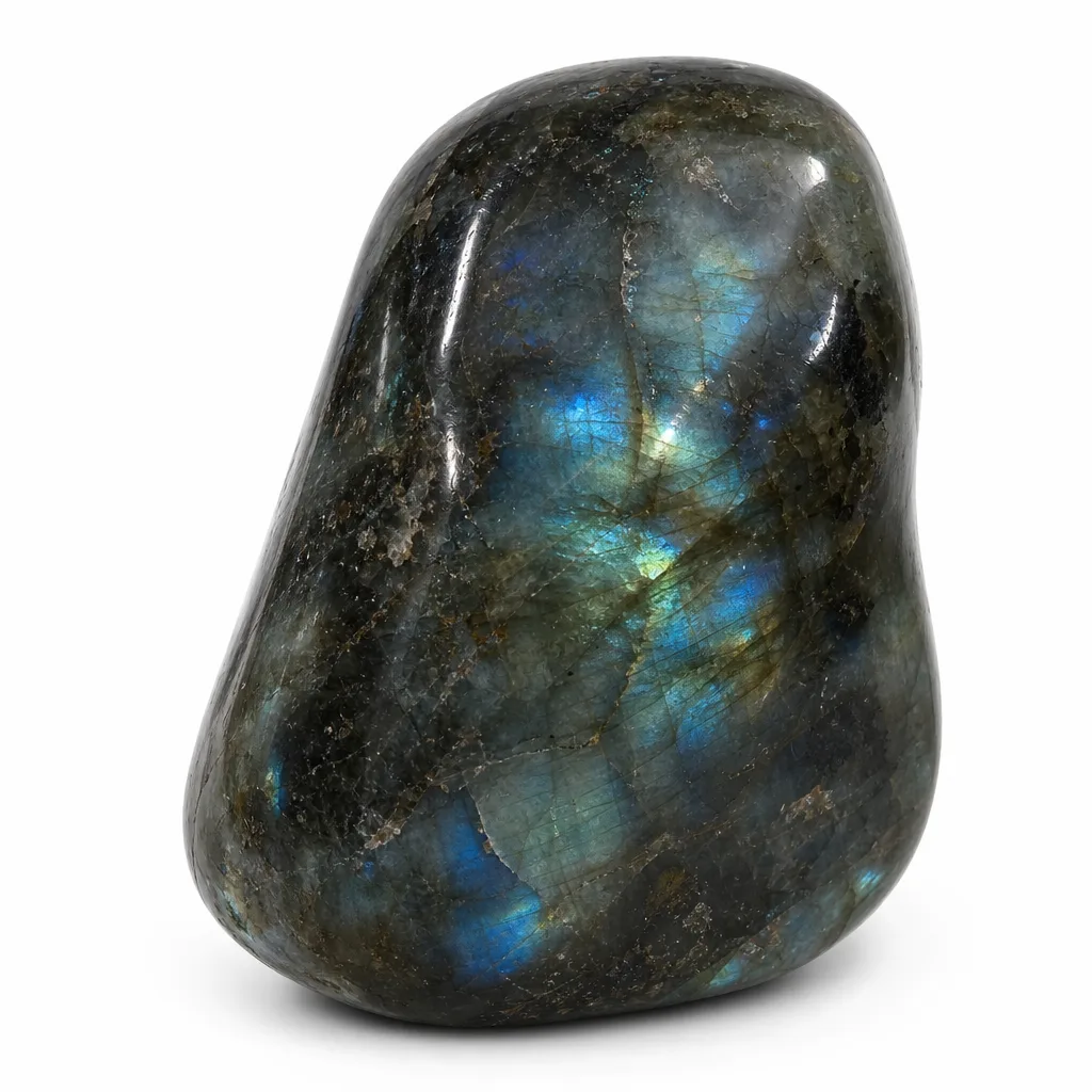 Labradorite Crystal Ornament – Handcrafted Healing Energy & Chakra Decor for Meditation, Yoga, Office, and Altar – Premium Red Label Collection