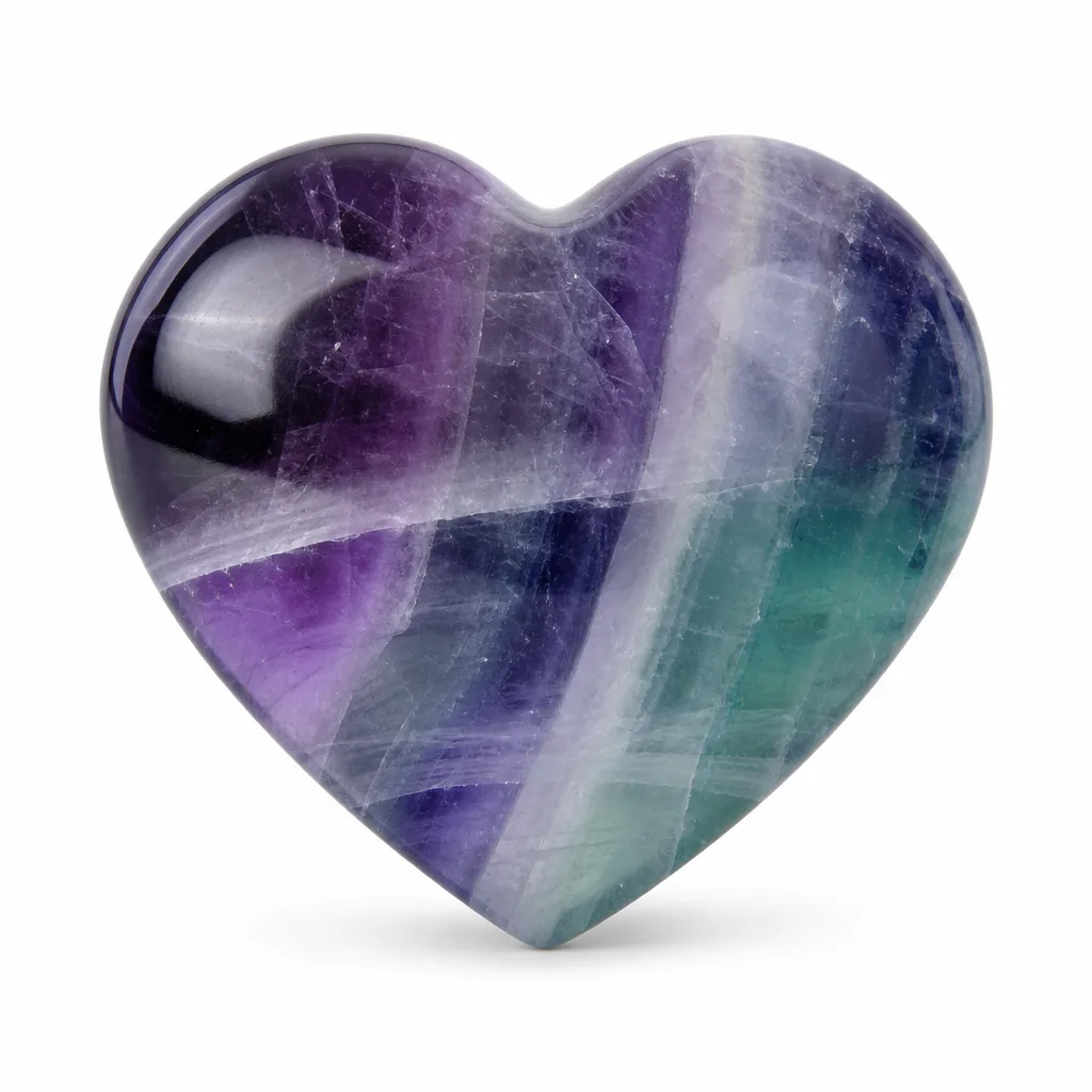 Fluorite Heart Crystal for Chakra Healing, Energy & Protection | Premium Metaphysical Decor