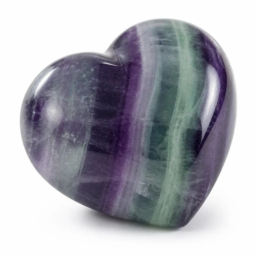 Fluorite Heart Crystal for Chakra Healing, Energy & Protection | Premium Metaphysical Decor