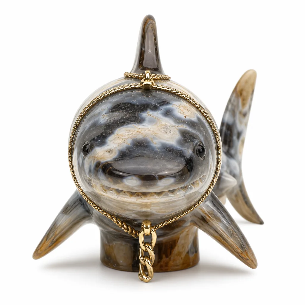 Premium Handcrafted Tiger Shark Ornament – Energy & Protection for Meditation, Office & Altar Decor