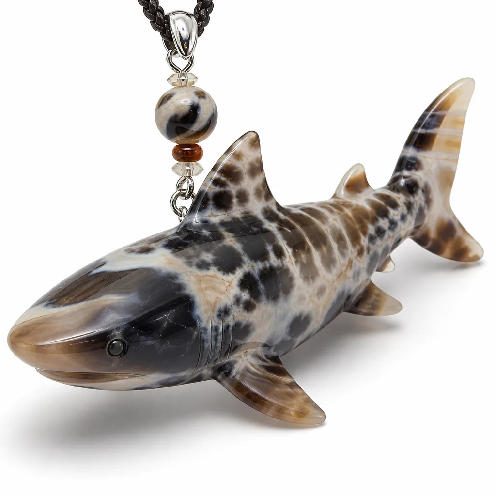 Premium Handcrafted Tiger Shark Ornament – Energy & Protection for Meditation, Office & Altar Decor
