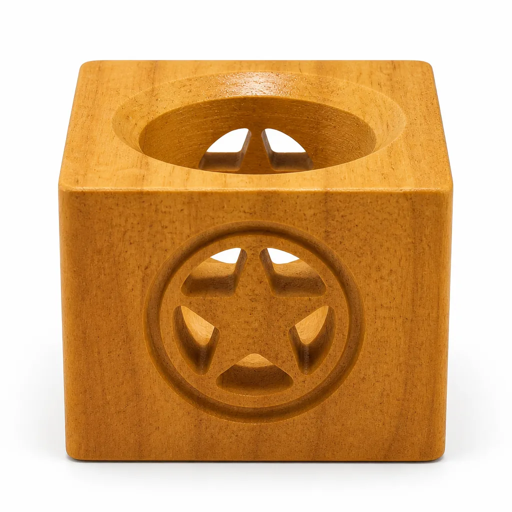 Premium Handcrafted Wooden Pentagram Base – Chakra Healing & Energy Protection for Meditation, Altar, & Home Decor