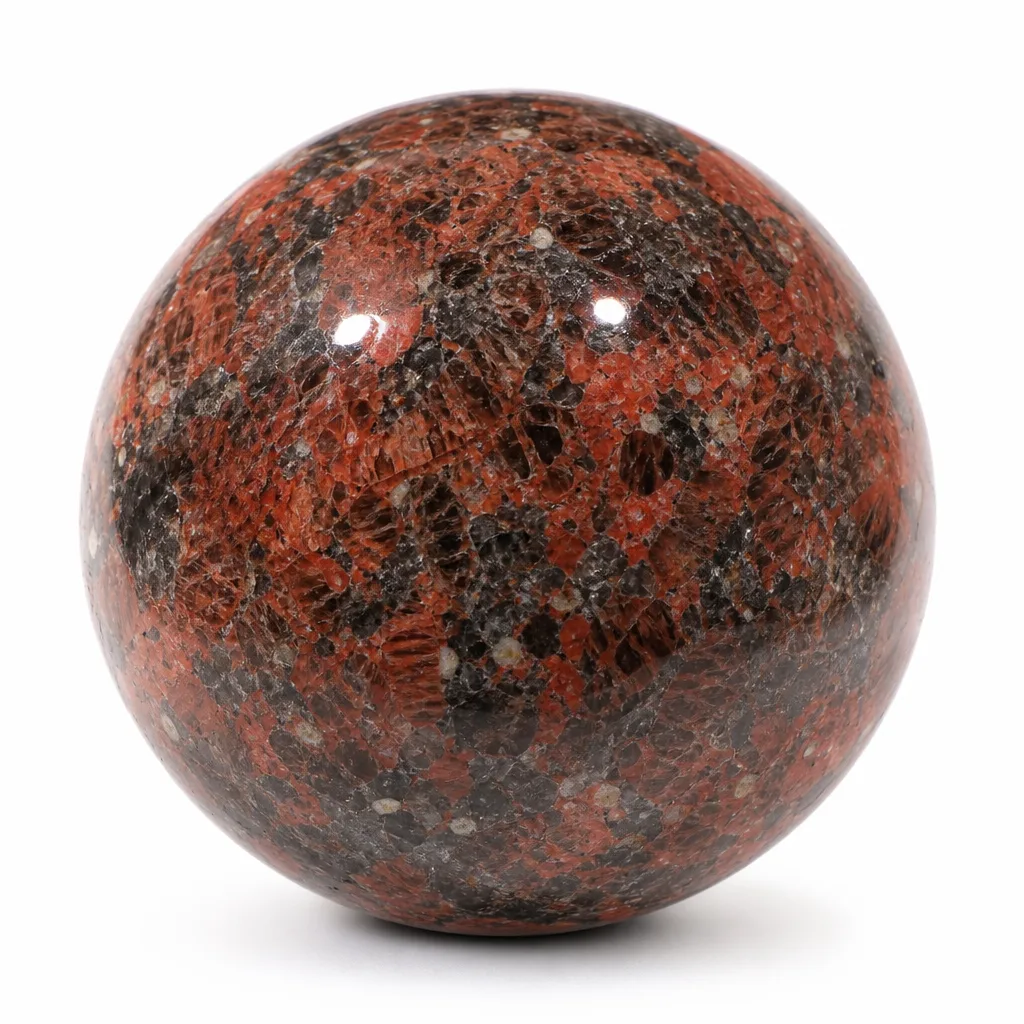 Premium Red Flash Crystal Sphere – Handcrafted Chakra Healing Energy for Meditation, Yoga & Spiritual Decor