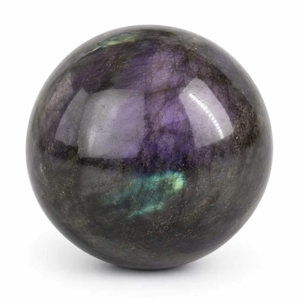 Purple Labradorite Sphere Premium Healing Energy Crystal for Meditation, Yoga, Altar Decor & Executive Desk Collection