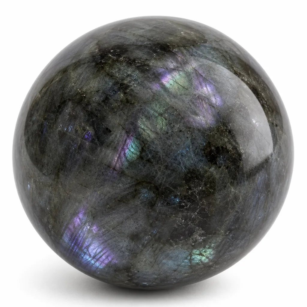 Purple Labradorite Sphere Premium Healing Energy Crystal for Meditation, Yoga, Altar Decor & Executive Desk Collection