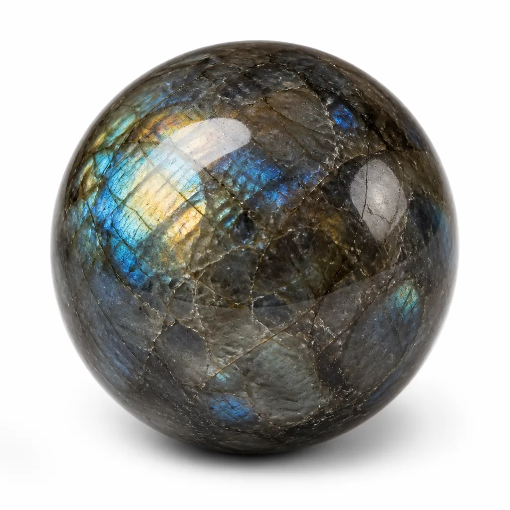 Premium Labradorite Sphere – Handcrafted Chakra Healing Crystal for Meditation, Yoga & Spiritual Decor