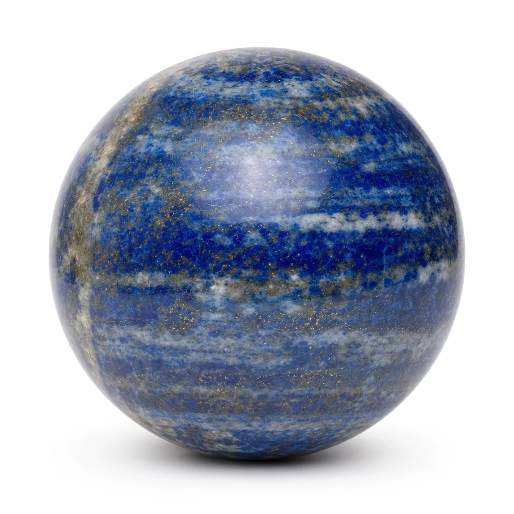 Lapis Lazuli Crystal Sphere Chakra Energy & Protection Decor for Meditation & Office – Premium Handcrafted Metaphysical Blue Label