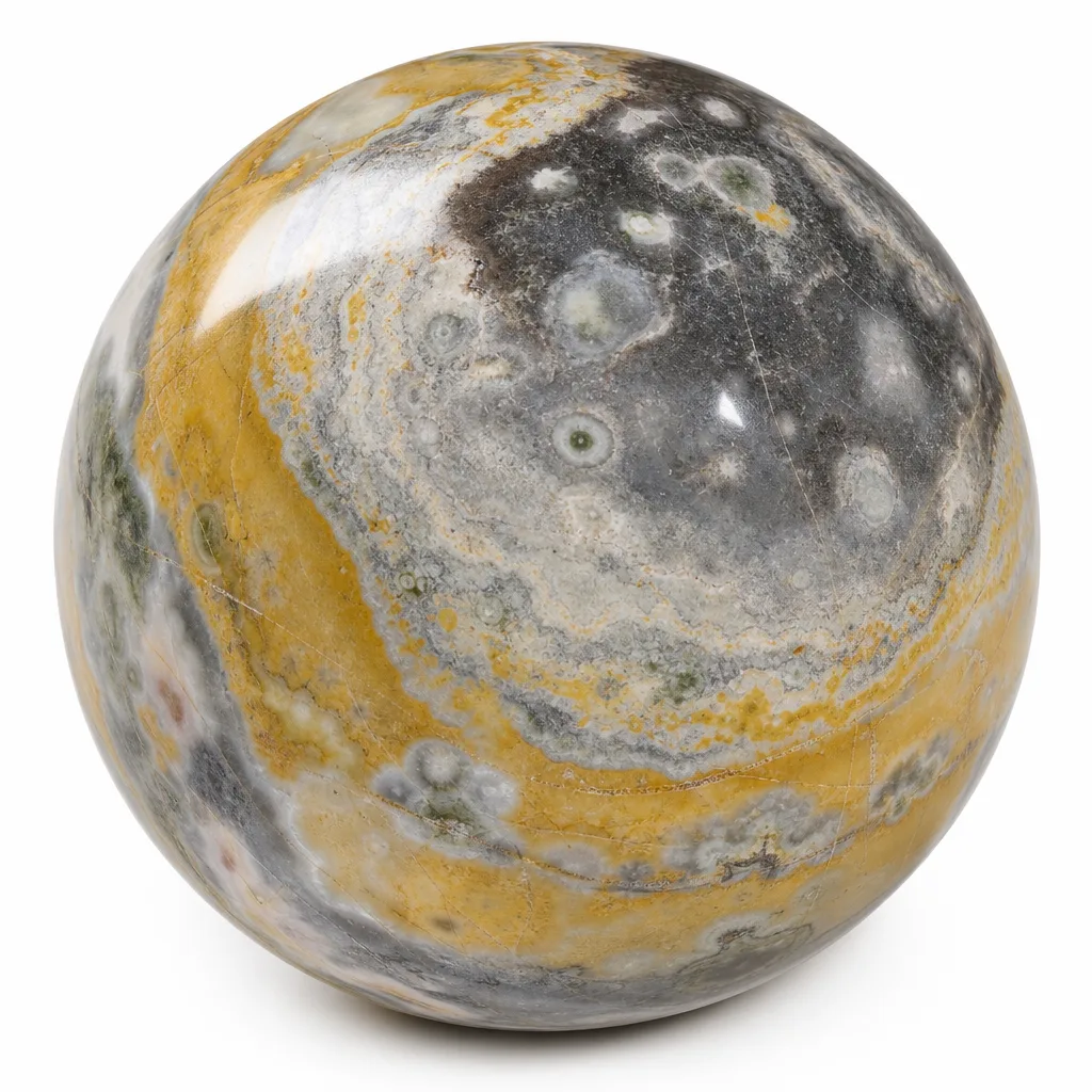 Premium Ocean Jasper Sphere – Handcrafted Healing Chakra Crystal for Meditation, Yoga & Spiritual Decor