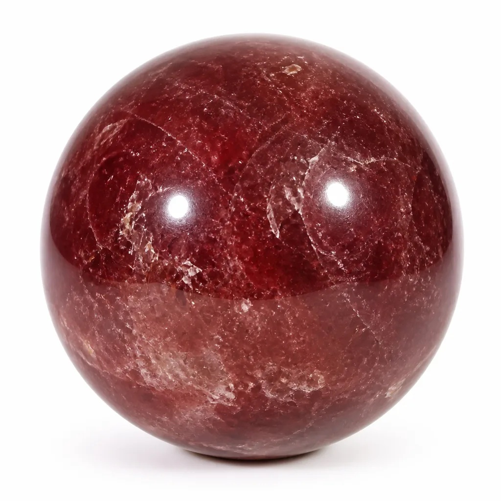 Premium Strawberry Quartz Crystal Ball – Handcrafted Healing Energy for Meditation, Yoga & Spiritual Decor