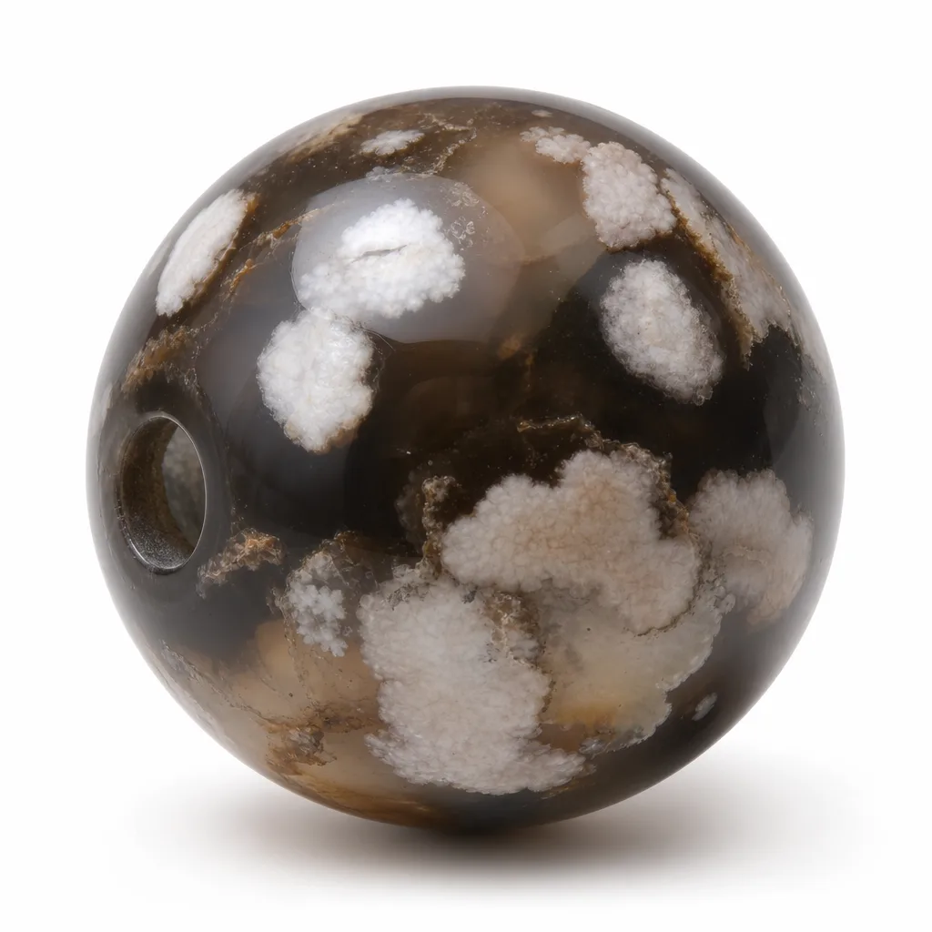 Black Sakura Agate Bead Premium Healing Energy Protection Chakra Decor for Meditation, Yoga, Office & Altar | Black Label Collection