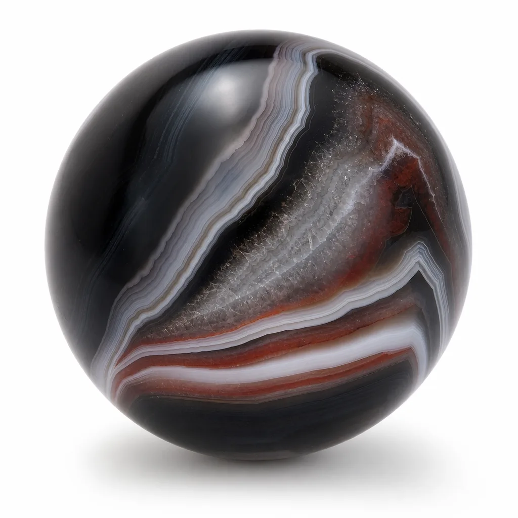 Premium Black, White & Red Agate Bead – Chakra Healing Energy for Meditation, Yoga & Spiritual Spaces
