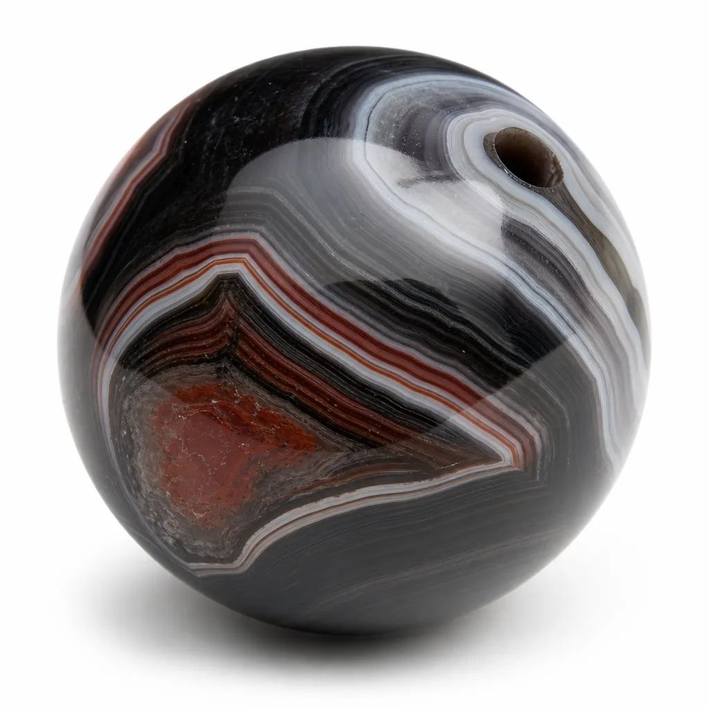 Premium Black, White & Red Agate Bead – Chakra Healing Energy for Meditation, Yoga & Spiritual Spaces