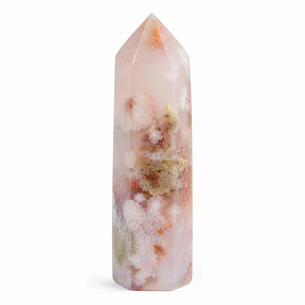 Sakura Agate Crystal Pillar Premium Healing Energy Protection Decor for Meditation Yoga Office Altar Metaphysical Collection image 1 Sakura Agate Crystal Pillar Premium Healing Energy Protection Decor for Meditation Yoga Office Altar Metaphysical Collection