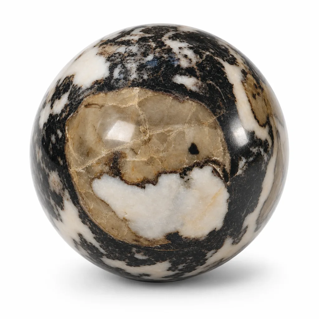 Premium Handcrafted Black & White Zebra Stone Ball – Chakra Healing Energy Decor for Meditation, Yoga, Office & Spiritual Spaces