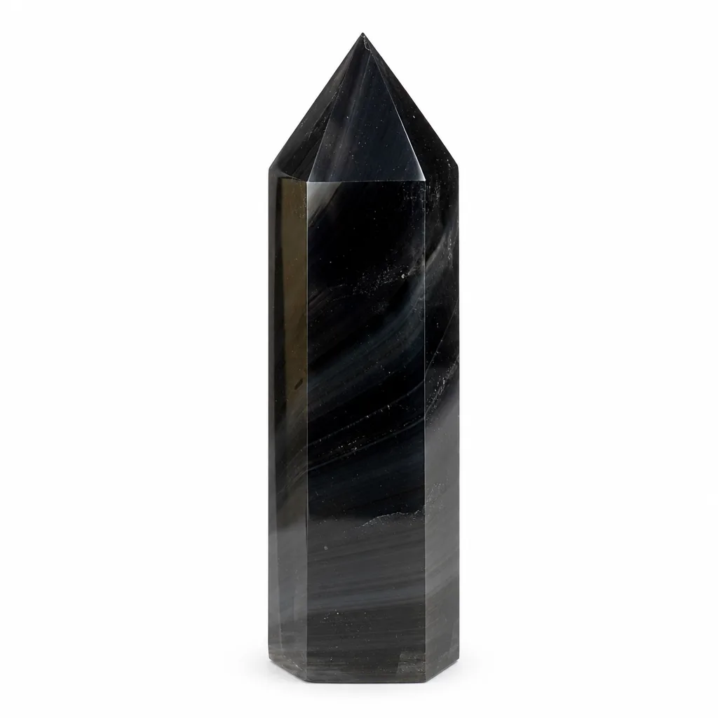 Obsidian Crystal Pillar – Premium Handcrafted Healing & Protection Stone for Meditation, Yoga, Altar & Home Decor