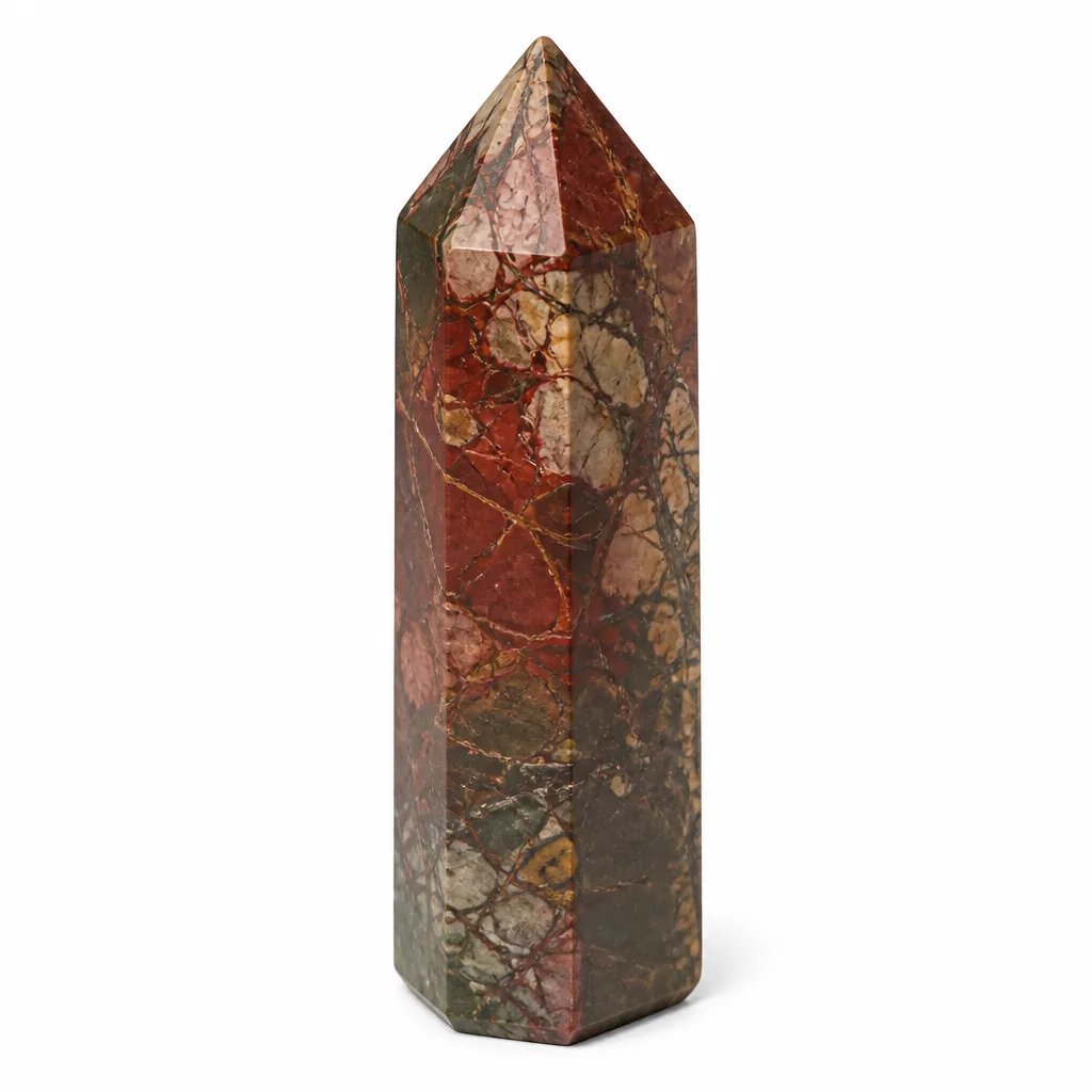 Premium Red Pine Crystal Column – Chakra Healing Energy for Meditation, Yoga & Spiritual Decor