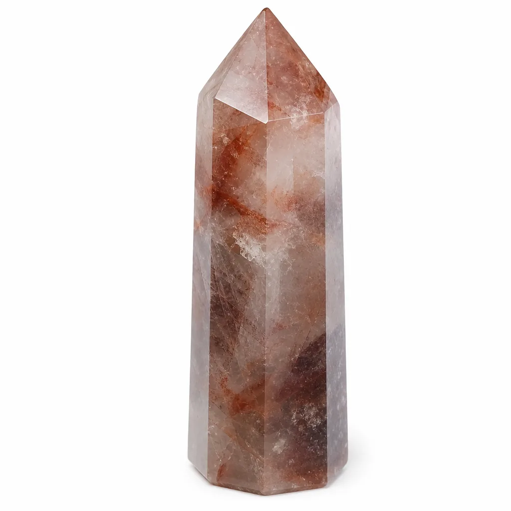 Premium Red Scorched Flower Pillar Crystal – Chakra Healing Energy for Meditation, Yoga & Spiritual Spaces