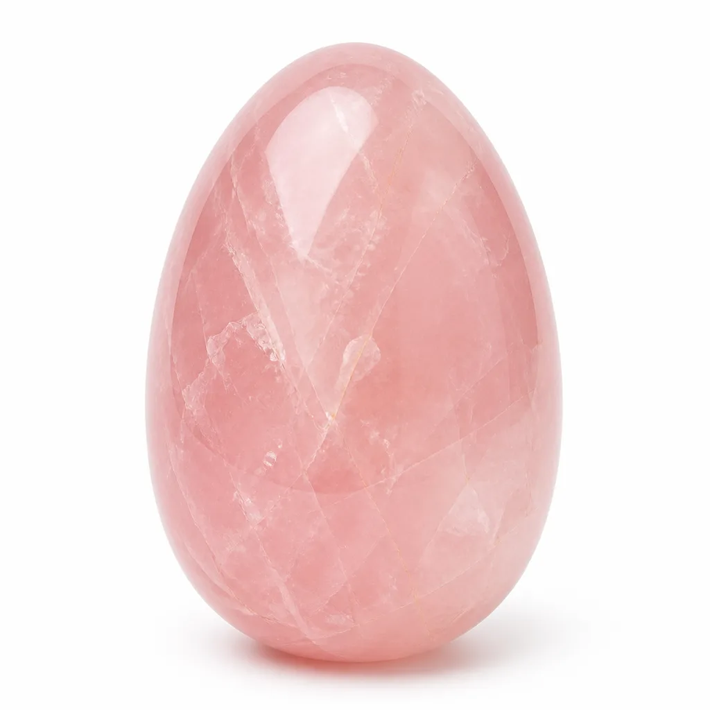 Premium Handcrafted Rose Quartz Crystal Egg – Chakra Healing & Energy Decor for Meditation, Yoga & Spiritual Spaces