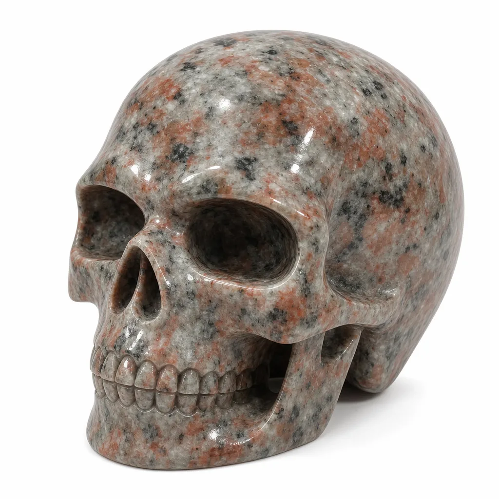 Premium Flame Stone Crystal Skull – Handcrafted Chakra Healing Energy Decor for Meditation & Office Spaces
