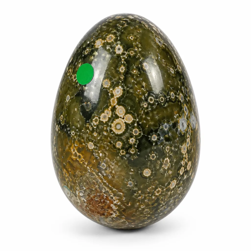 Ocean Jasper Egg Green Label Crystal Healing Energy Protection Decor for Meditation, Yoga, Office & Altar | Premium Metaphysical Collection