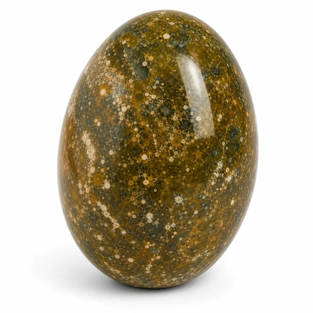 Ocean Jasper Egg Green Label Crystal Healing Energy Protection Decor for Meditation, Yoga, Office & Altar | Premium Metaphysical Collection