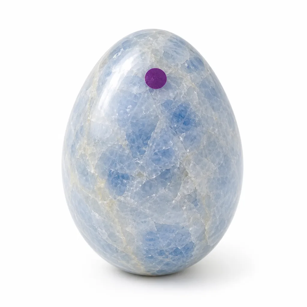 Blue Crystal Egg – Handcrafted Healing Energy Stone for Meditation & Altar Decor (Purple Label)