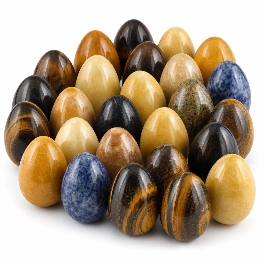 Premium Mixed Stone Crystal Eggs – Handcrafted Healing & Chakra Energy for Meditation, Yoga, Home & Altar Decor