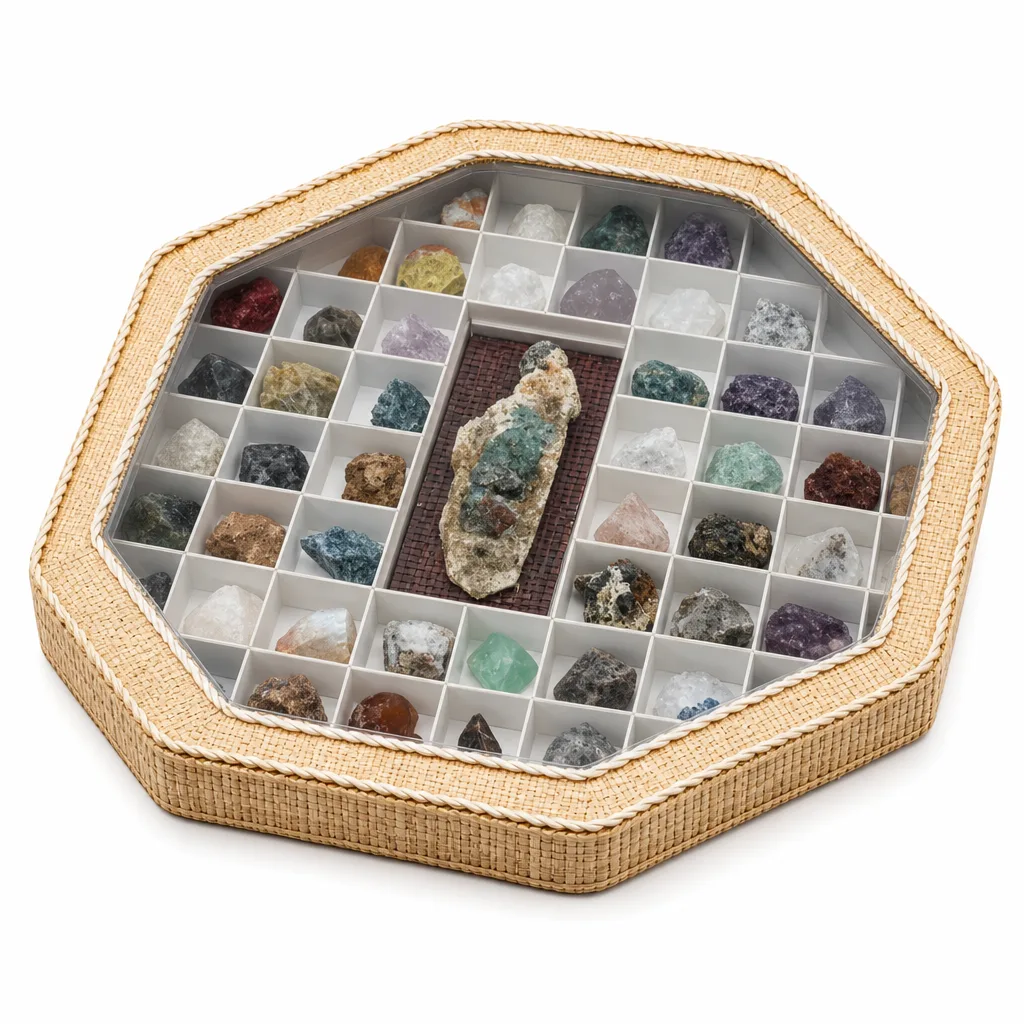 Premium Mineral Specimen Box Natural Crystal Healing & Protection Decor – Altar & Executive Desk Collection