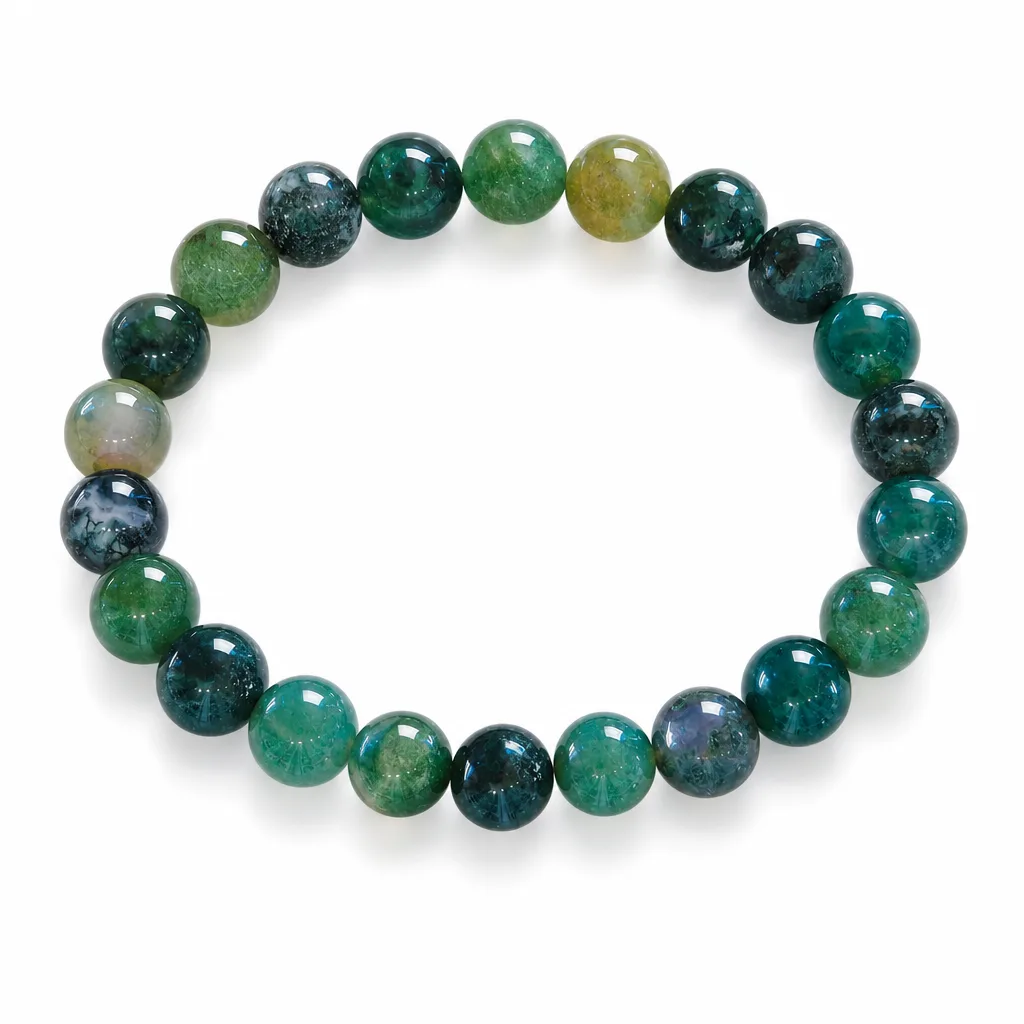 Moss Agate Bracelet 10mm Premium Healing Energy Protection for Meditation Yoga Home Decor & Spiritual Gift Collection