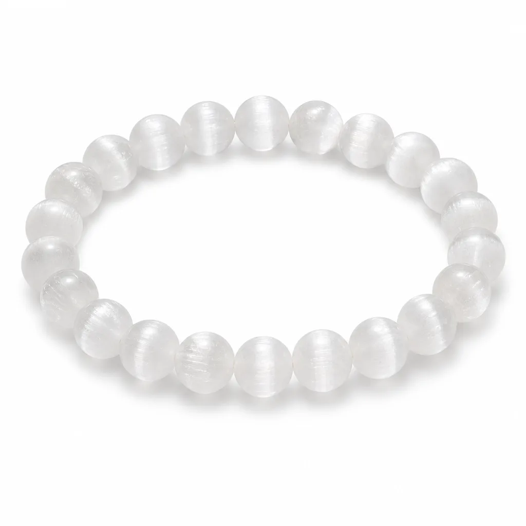 Premium Gypsum 10mm Bracelet – Chakra Healing Energy & Protection for Meditation, Yoga & Spiritual Decor