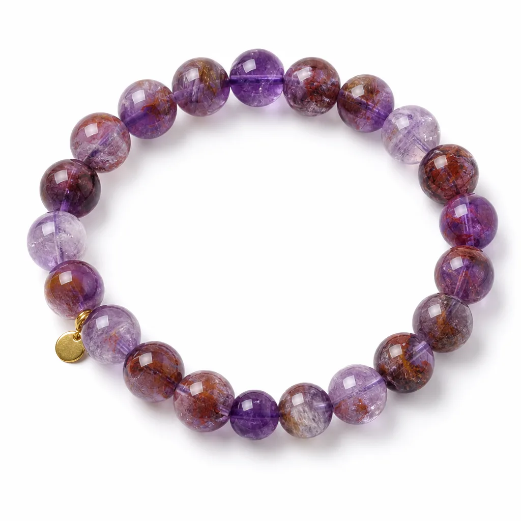 Premium Handcrafted Purple Phantom Quartz Bracelet – Chakra Healing Energy for Meditation, Yoga & Spiritual Gift Collection