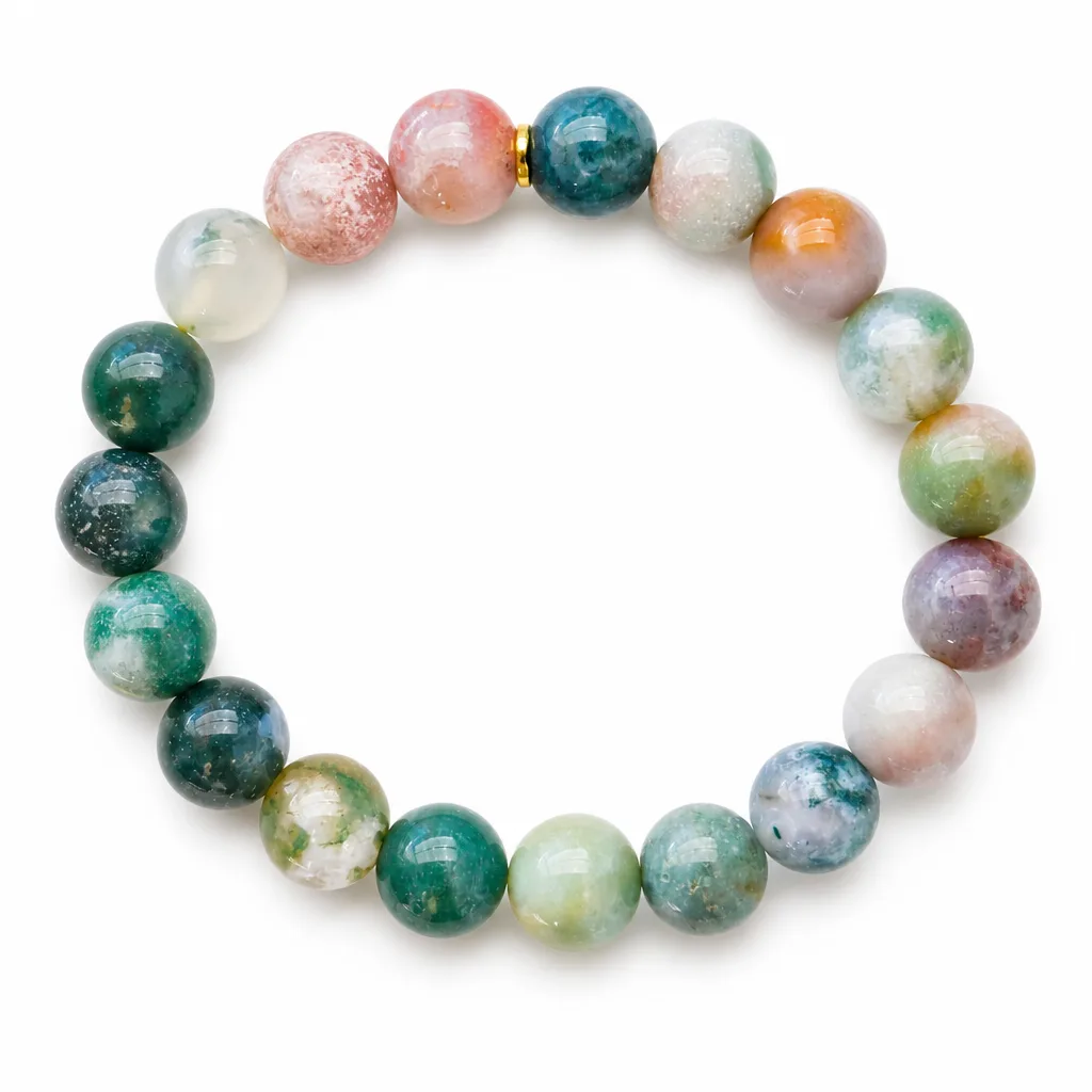 Premium Handcrafted Indian Agate Bracelet – Chakra Healing Energy & Protection for Meditation, Yoga, Wellness Studio, Spiritual Gift Collection