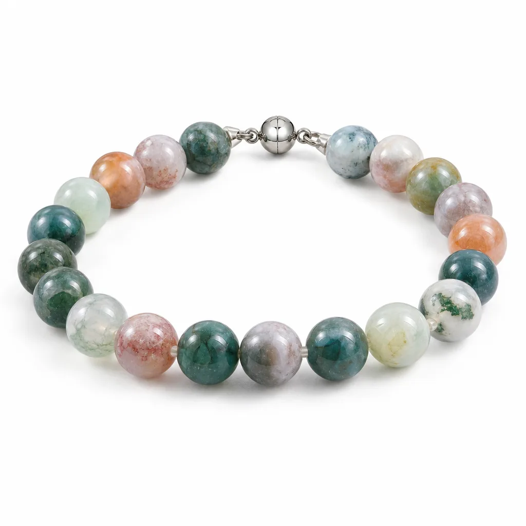 Premium Handcrafted Indian Agate Bracelet – Chakra Healing Energy & Protection for Meditation, Yoga, Wellness Studio, Spiritual Gift Collection