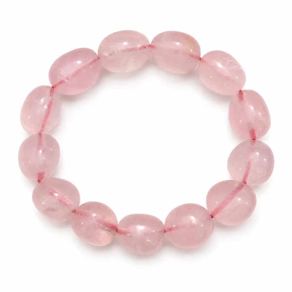 Rose Quartz Rough Stone Bracelet, Natural Healing Energy Chakra Protection for Meditation Yoga Bedroom Office Living Room, Handcrafted Premium Metaphysical Spiritual Gift