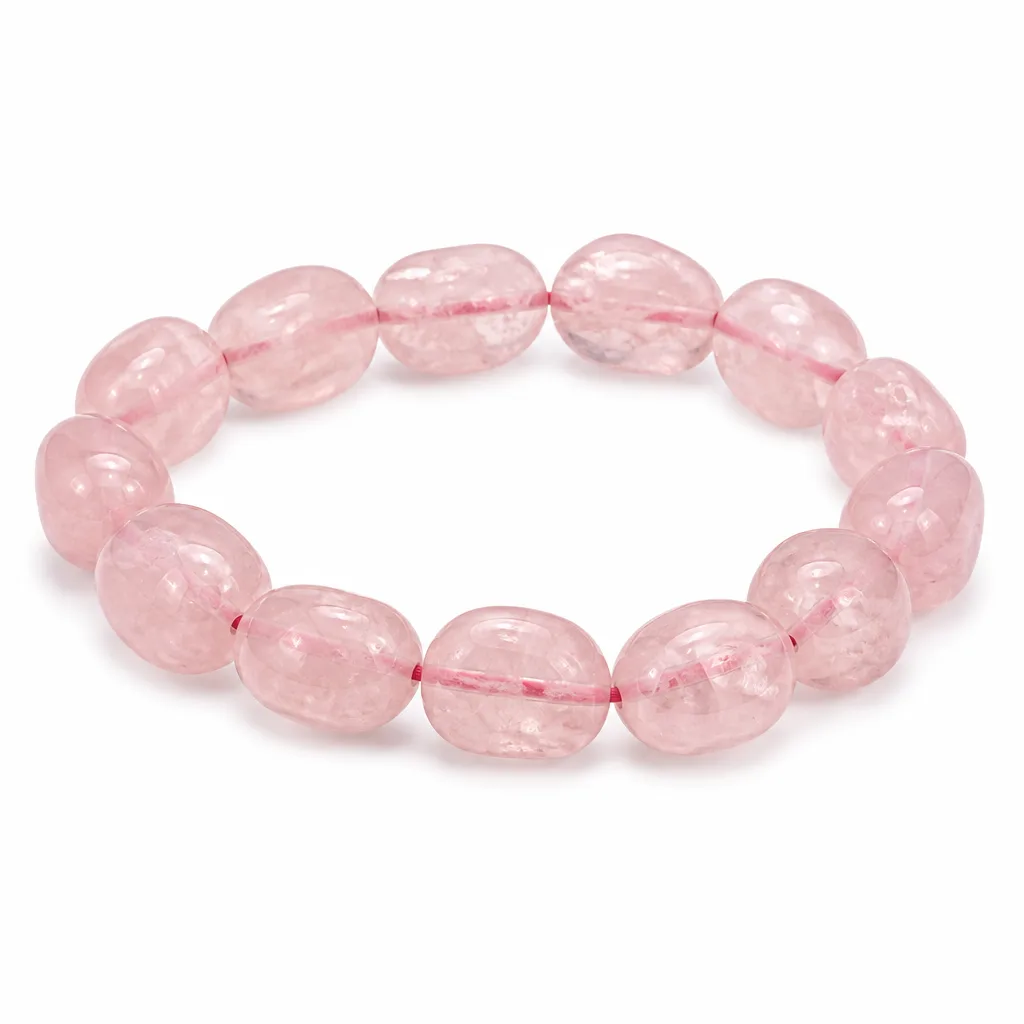 Rose Quartz Rough Stone Bracelet, Natural Healing Energy Chakra Protection for Meditation Yoga Bedroom Office Living Room, Handcrafted Premium Metaphysical Spiritual Gift