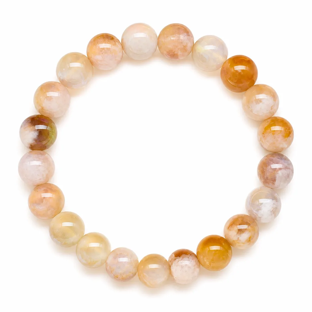 Cherry Blossom Agate Bracelet 8mm Color-Plated Healing Energy Protection for Meditation Yoga Office & Altar Decor | Premium Handcrafted Metaphysical Collection