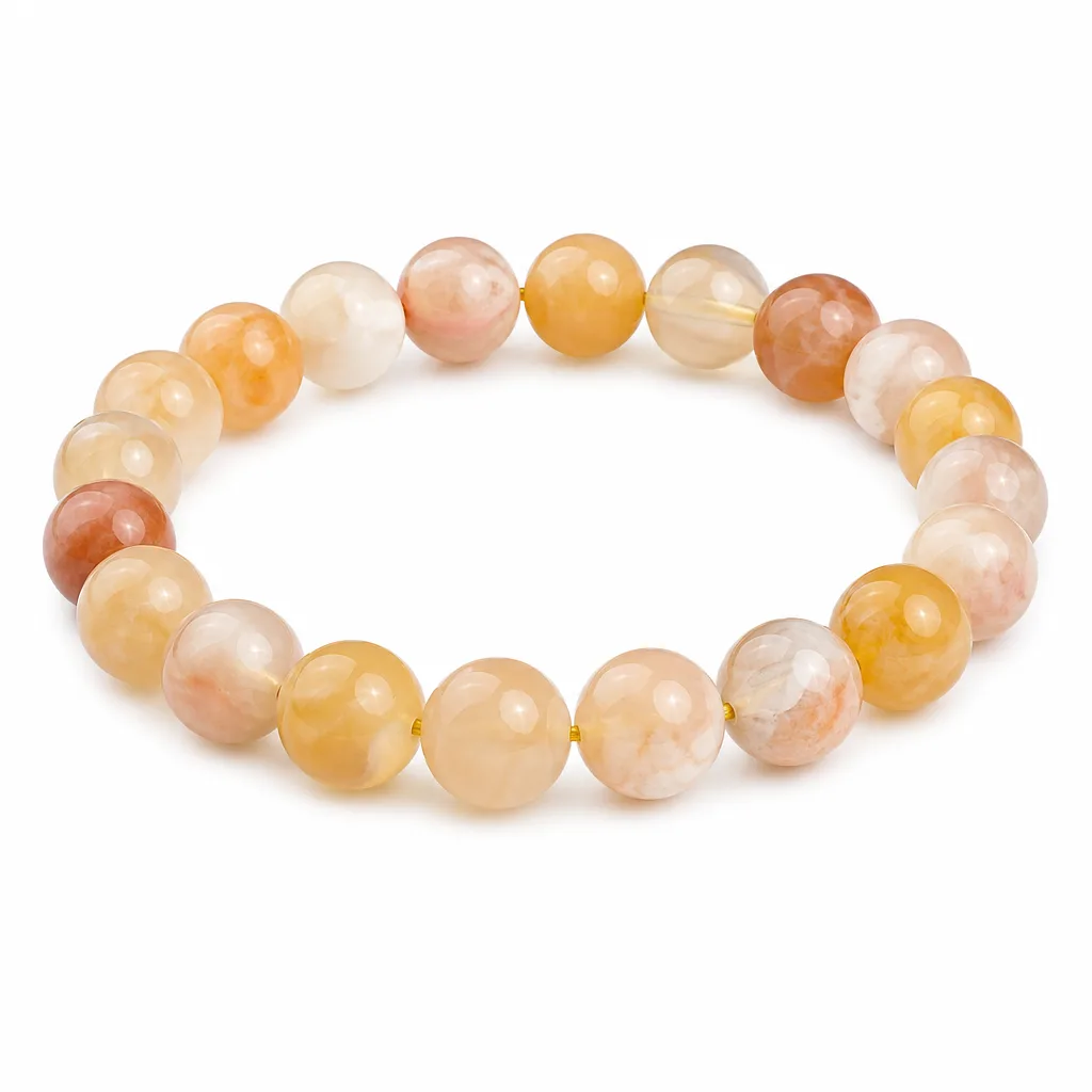 Cherry Blossom Agate Bracelet 8mm Color-Plated Healing Energy Protection for Meditation Yoga Office & Altar Decor | Premium Handcrafted Metaphysical Collection