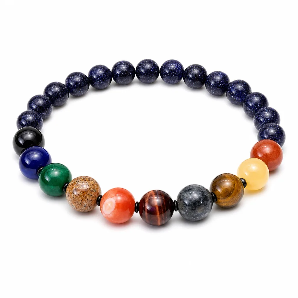 Premium Blue Sandstone Chakra Healing Bracelet – Meditation, Yoga & Spiritual Gift